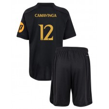 Real Madrid Eduardo Camavinga #12 Tredjedraktsett Barn 2023-24 Kortermet (+ korte bukser)